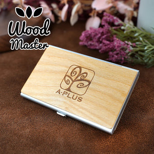 Wood & Stainless Steel Pocket Business Card Holder