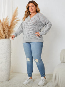 Knit Gray Long Sleeve V Neck Sweater