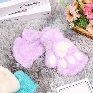 Cat Paw Plush Mittens