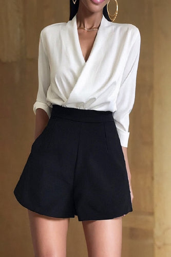 Korean Style A- line High Waist Slim Looking Casual Pleated Shorts