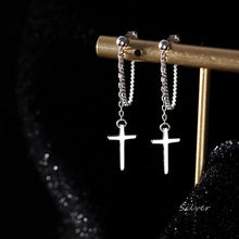 Silver Color Cross Drop Earrings