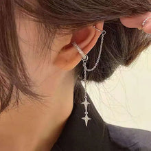 Shiny Silver Color Crystal Tassel Non-Piercing Cuff Ear Clip