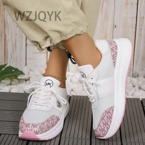 Wedge Heel Lace-Up Breathable Sports Shoes