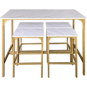 5-Piece Bar Table Set with 4 Stools