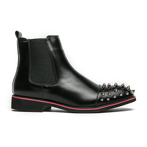 Faux Spiked Chelsea Boots With Rivets