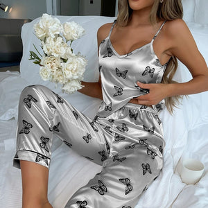 Sleep Top with Long Pant Floral Print Pajamas
