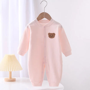 Solid Color Bear Print Onsie