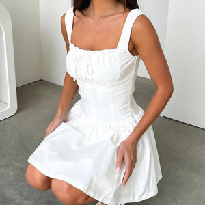 Spaghetti Strap Sweet Elegant Square Neck Dress