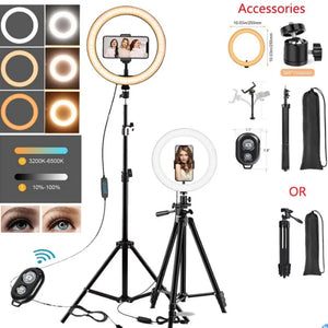 USB Charger 26cm Led Selfie Ring Remote Control Lamp with Tripod Stand