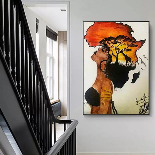 Classical African Woman Abstract Artwork