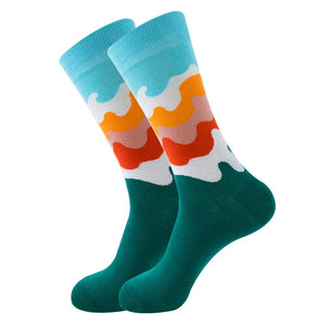 Happy Colorful Striped Combed Cotton Socks