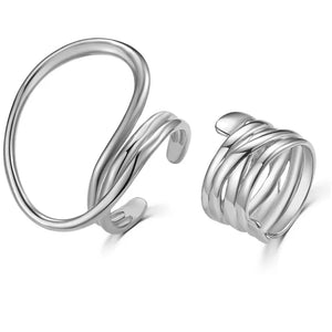 2pcs Exaggerated Line Distorted Geometric Ring