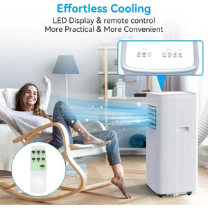 Portable 8500 BTU, 3 in 1, Remote Control, Auto Clean, 24H Timer, Smart Sleep Mode, Air Conditioner