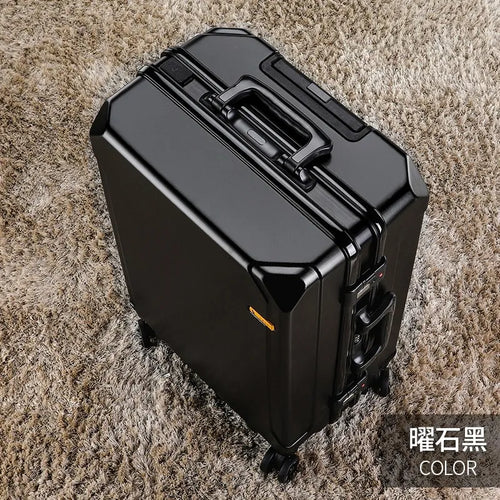 Rolling Aluminum Frame USB Charging Trolley Suitcase