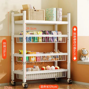 Bookshelf Storage Multi Story Multifunctional Snack Trolley Cart