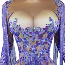 Queen's Style Purple Glitter Sparkle Tassel Jumpsuit Costume