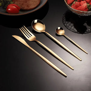 24pcs Gold Dinnerware Stainless Steel Set