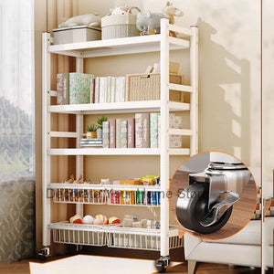 Bookshelf Storage Multi Story Multifunctional Snack Trolley Cart