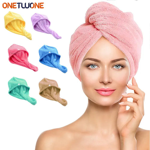 Super Absorbent Fast Drying Microfiber Hair Towel with Button
