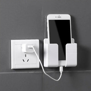 Remote Controller Storage Box Wall Mounted Plastic Phone Charging Holder