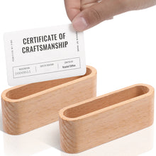 Wooden Business Card Holder with Pen Slot