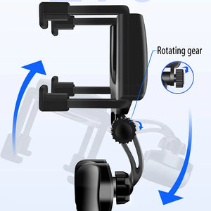 360° Car Rearview Mirror Phone Holder Rotating Adjustable Telescopic