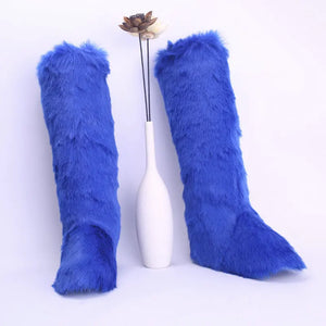 ZMPDXY Over the Knee Faux Fur Platform Boots