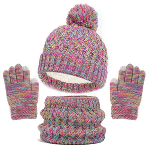 Knitted Hat Scarf and Gloves Set