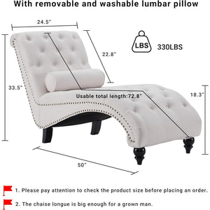 Upholstered Chaise Lounge with Solid Wood Legs