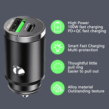 100W Mini Car Charger Lighter Fast Charging