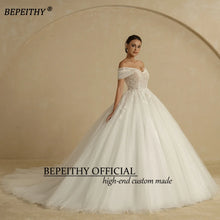 BEPEITHY Ivory Beading Off The Shoulder Sleeveless Bridal Gown