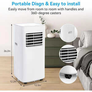 Portable 8500 BTU, 3 in 1, Remote Control, Auto Clean, 24H Timer, Smart Sleep Mode, Air Conditioner