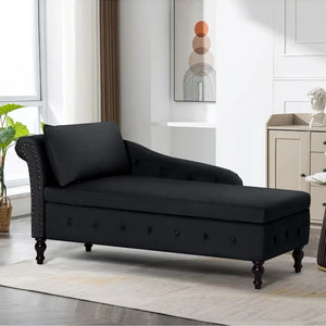 Upholstered Chaise Lounge with Right Armrest & Lumbar Pillow