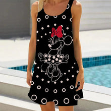 Cartoon Print Sleeveless Cute Mini Sling Dress