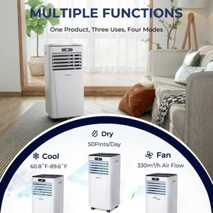 COSTWAY 10000BTU Portable Air Conditioner with Drying, Fan, Sleep Mode, 2 Speeds, 24H Timer Function, Remote Control