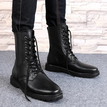 Leather High Ankle Military Style Boots