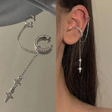 Shiny Silver Color Crystal Tassel Non-Piercing Cuff Ear Clip