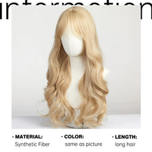 Long Wavy Light Ash Blonde Synthetic Wigs with Bangs