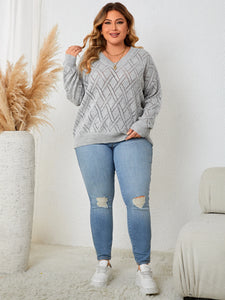 Knit Gray Long Sleeve V Neck Sweater