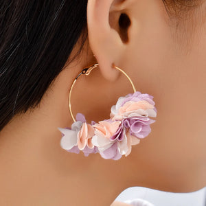 Fabric Flower Dangle Earrings