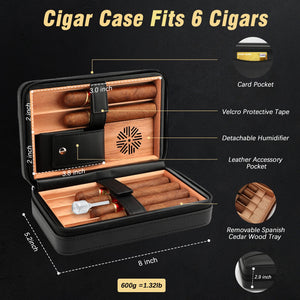 Cedar Wood Cigar Case with Cigar Lighter V Cut Cigar Cutte