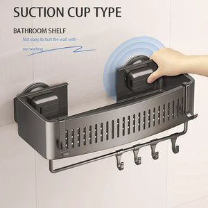 Vacuum Suction Cup Bathroom Shelf Wall Mounted No Drilling