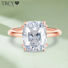 4CT D Color VVS1 Cushion Cut Moissanite S925 Silver Engagement Ring