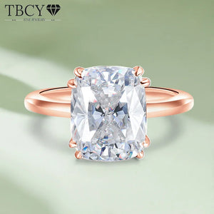 4CT D Color VVS1 Cushion Cut Moissanite S925 Silver Engagement Ring