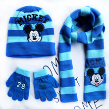 Cute Cartoon Print Scarf Hat Glove Three-piece Set