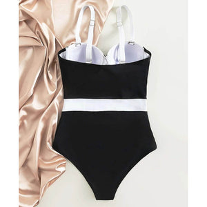 One Piece Patchwork Underwire Swimming Suit