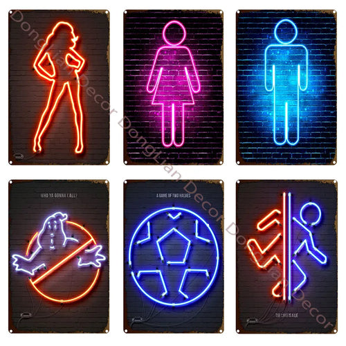 Vintage Colorful Neon Toilet Signs