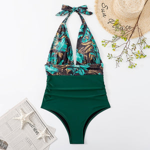 Two-tone One Piece Swimsuit