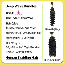 28" Deep Wave Bulk Human Hair for Braiding