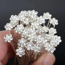 20pcs Elegant Pearl Crystal U-shaped Meta Hairpins